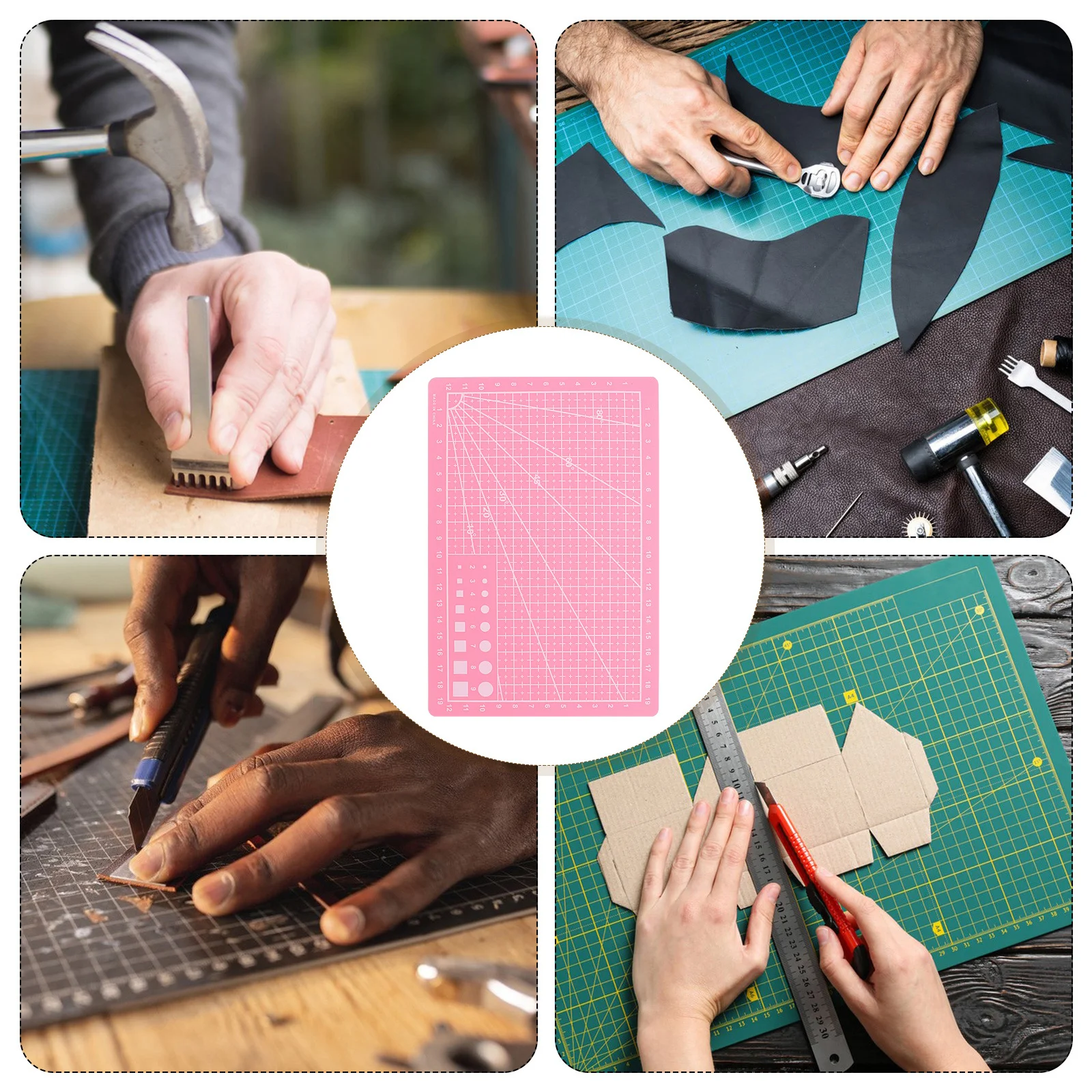 

2Pcs A5 Double-Sided Cutting Mat Self-Healing PVC Craft Board Measuring Grid for Sewing DIY Crafts Scrapbooking