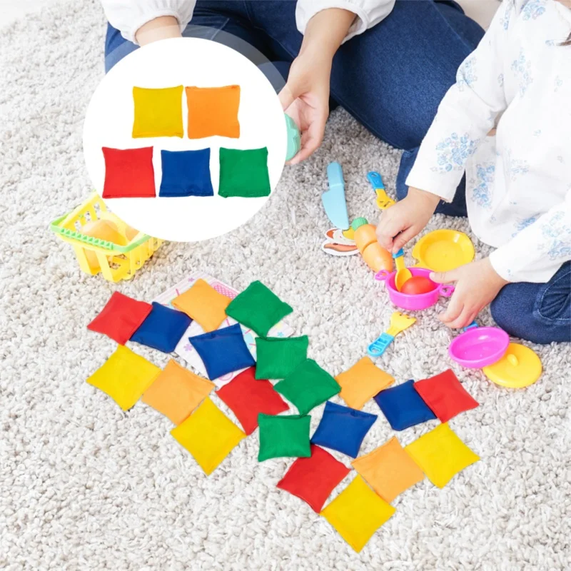 Sacs de Sable Colorés Faits à la Main pour Enfant, Jouets Classiques de dehors de Plein Air, Entraînement Sensoriel, Soulignés, 10 Pièces