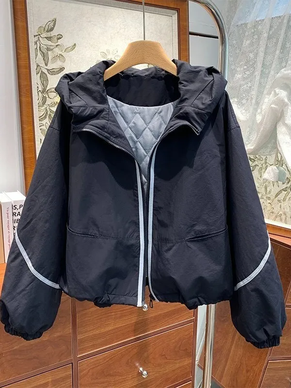 

Корейская повседневная утепленная куртка-худи унисекс больших размеров (до 300 фунтов) для мужчин и женщин, осенне-зимняя новинка, хлопковое пальто, верхняя одежда