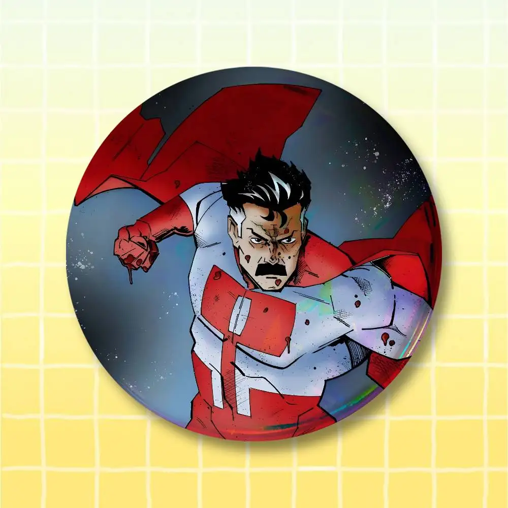 I-Invincible Omni Man Pin Buttons Round Badge for Clothes Bags Hats Pins Accessories Backpacks Tote Bags Unisex Outfit Decor