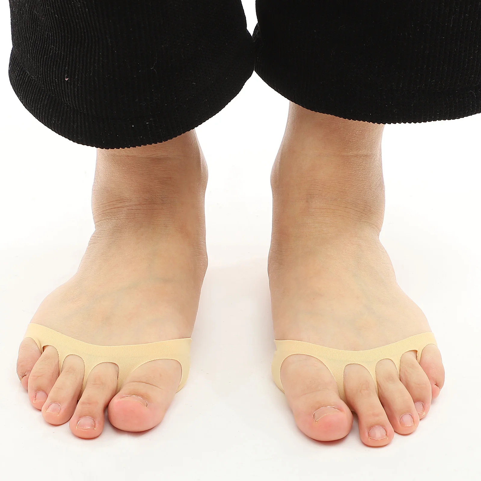 

4pcs 2 Pairs Invisible Five Toe Women Breathable Sweat Absorbing Cotton Half Palm Comfortable Summer Toe For High Heels Finger