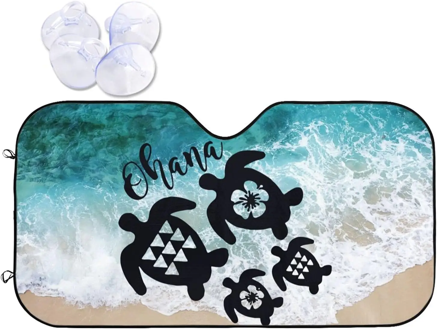 Ocean Aloha Turtle Beach Car Windshield Sunshade Front Window Sun Shade Visor Blocks UV Rays To Keep Your Vehicle Cool