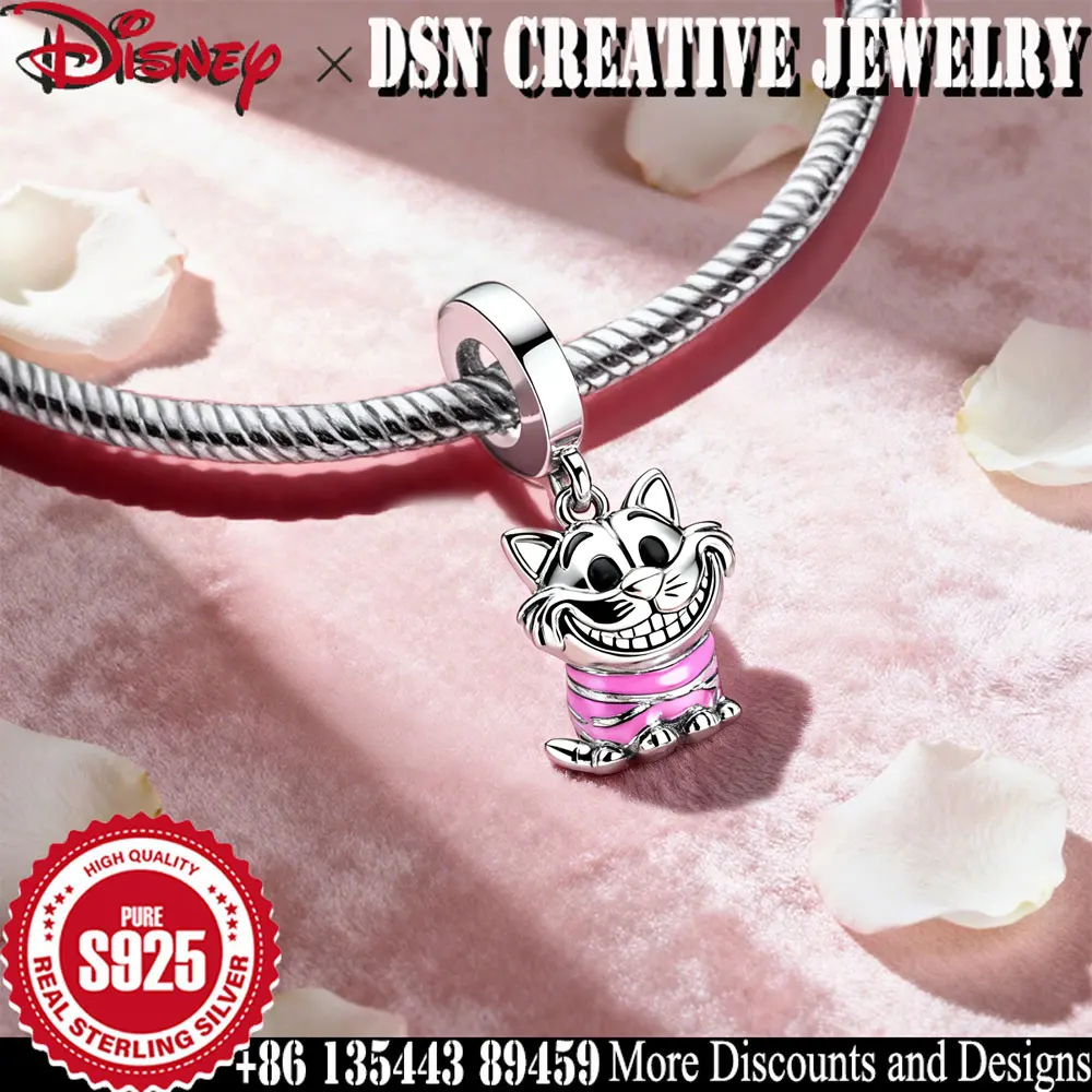 

DSN creative Disney Cheshire Cat charm 925 sterling Silver Alice in Wonderland pendant Original female Jewelry accessories gift