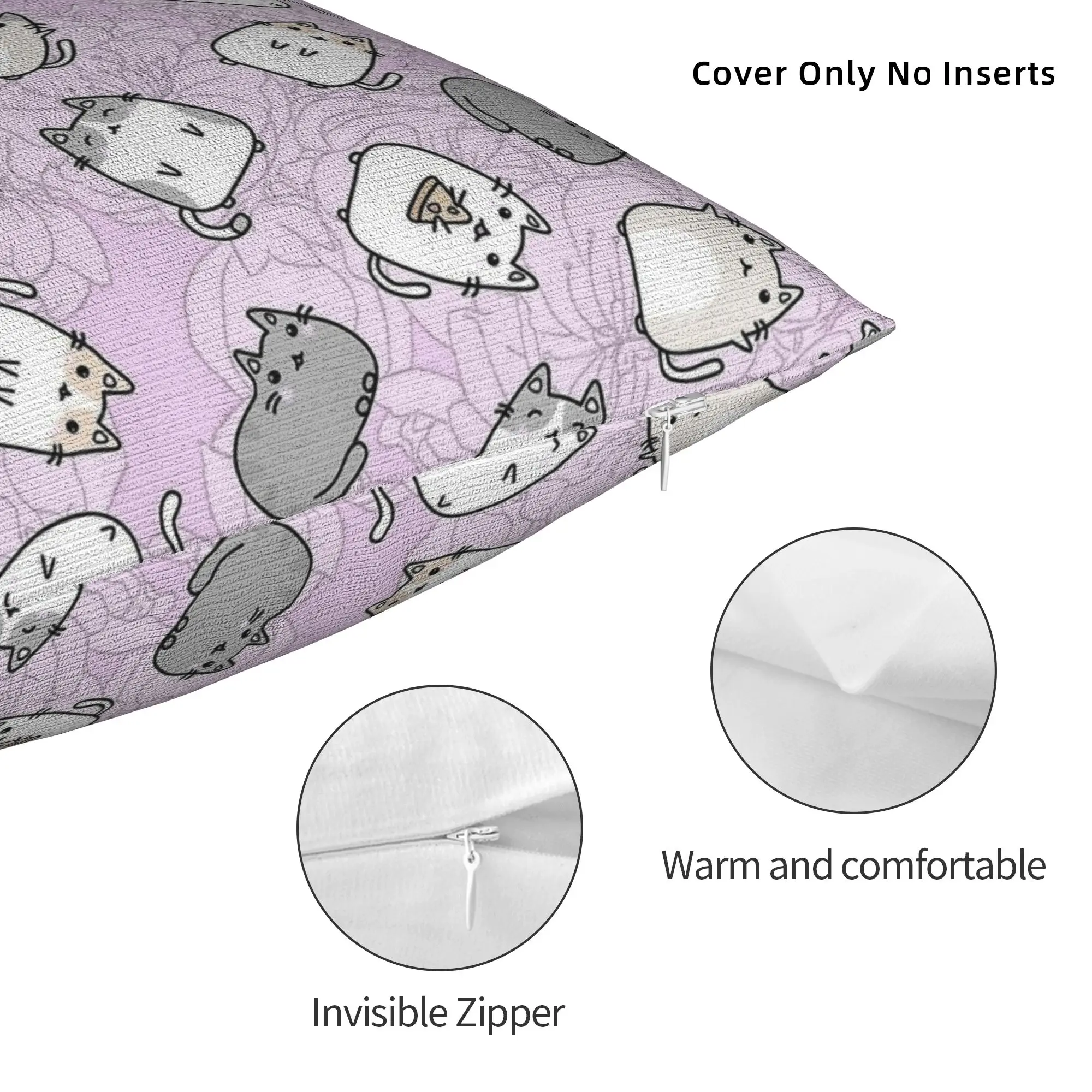 Cute Cat Pattern Square Pillow Cases P-Pusheencats Cushion Covers Awesome Zipper Decor Pillowcase for Home 18"x18" view 4