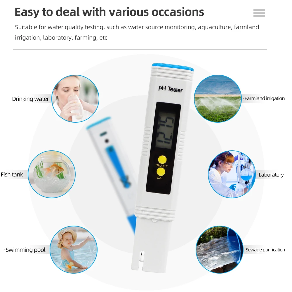 PH Meter Aquarium Pocket Pen 0.01 High Precision for Water Quality Tester 0-14PH Measurement Range for Aquarium Swimming Pool