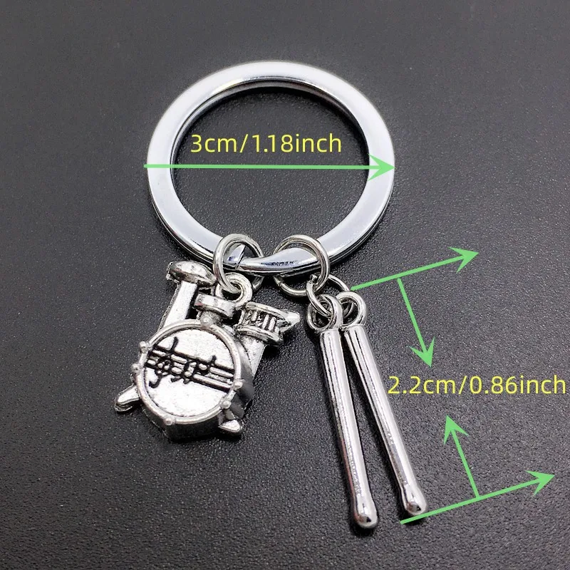 Unique Keychain Drums I Love Music Keyring Popular Music Lover Women Man Jewelry Accessories Pendant Gift