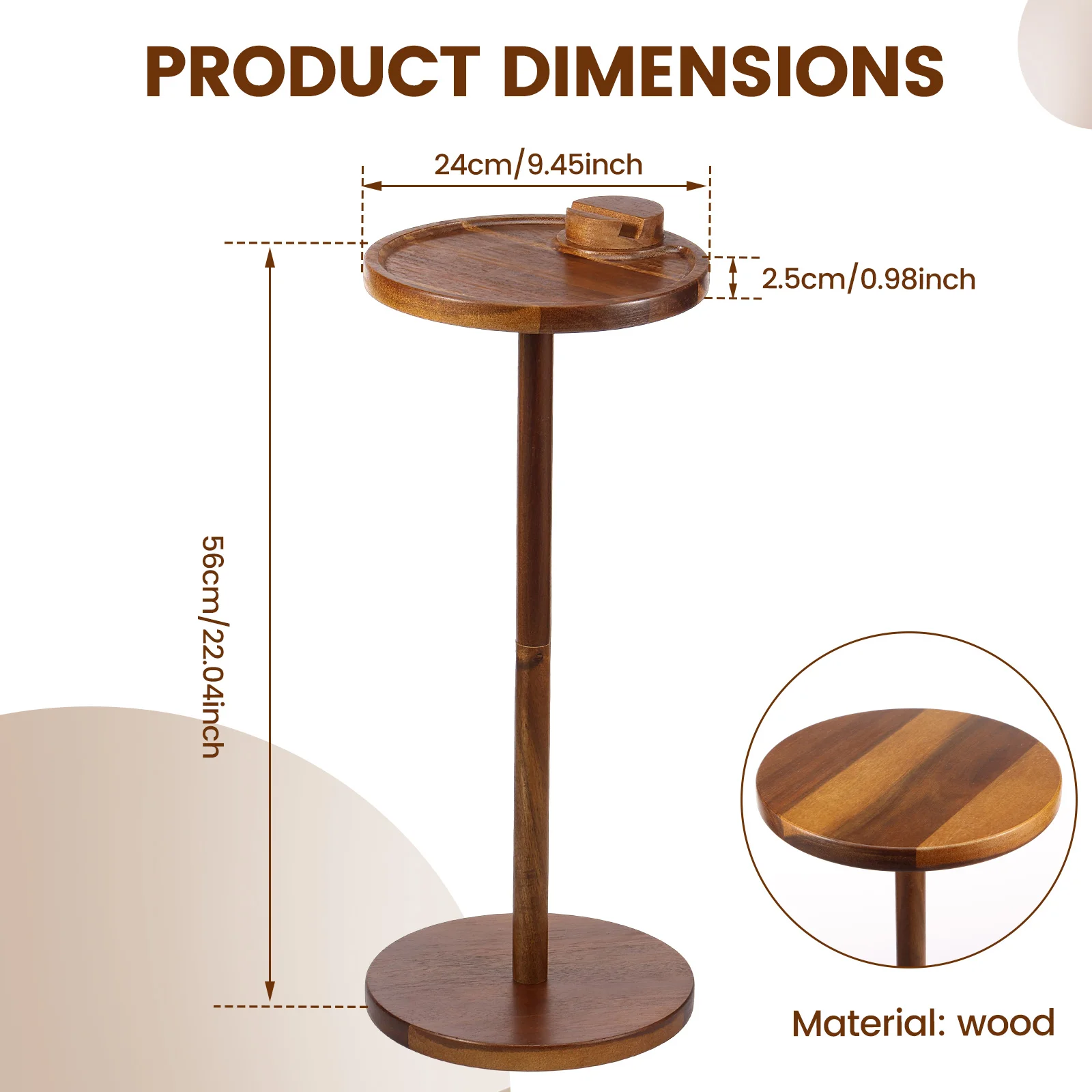 Round Side Table Small Drink Table for Small Spaces Modern Accent Nightstand with Solid Wood Leg for Living Room Bedroom