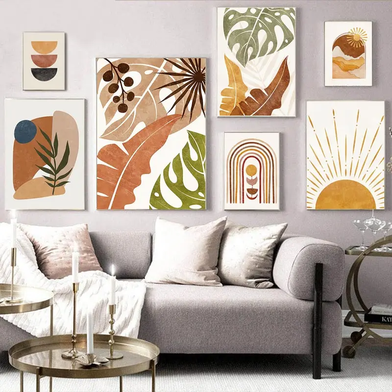 

Canvas Poster Wall Art Modern Abstract Geometry Prints Wall Pictures set Moon Painting Mid Living Room Home Decoration Gift