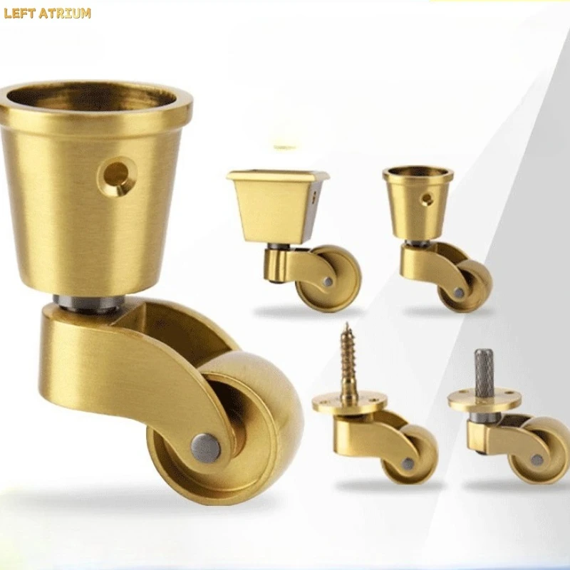 真鍮製キャスター-家具の脚-テーブルと椅子の足パッド-ユニバーサルホイール-ポータブルメタルローラー-ゴムホイール-家具用ホイール