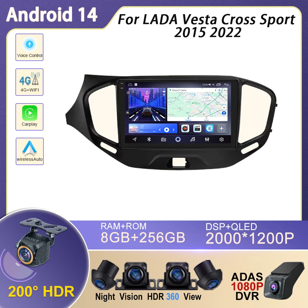 

Car Radio For LADA Vesta Cross Sport 2015 2022aa Android Auto Multimedia Player Stereo Wireless Carplay 4G WIFI Touch Screen DSP