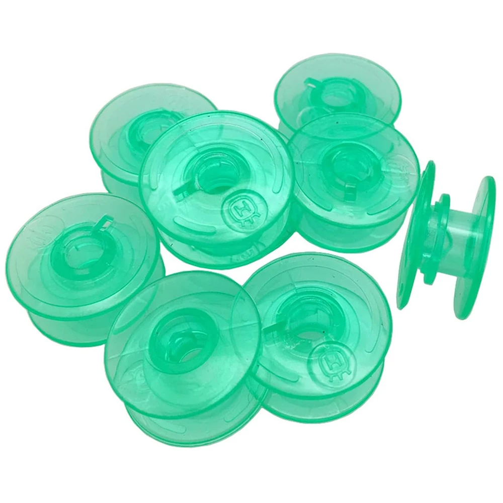 25Pcs/Box Green Plastic Bobbins with Thread Hole For Sewing Machine Parts Come with Case Storage Box Craft Accessories