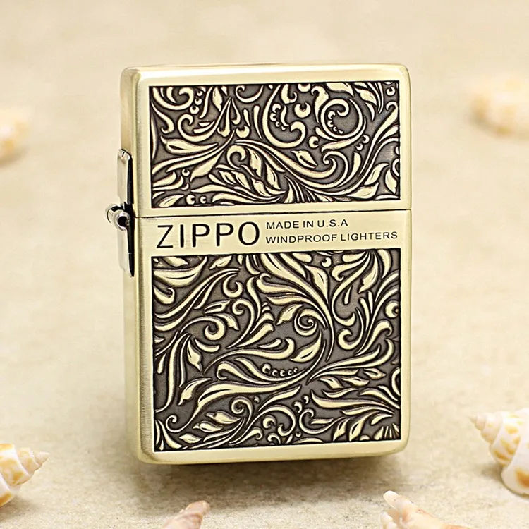 

Оригинальная зажигалка Zippo с плоской головкой, масло винограда Гра, медная ветрозащитная сигаретная керосиновая зажигалка, подарок, защита от подделки