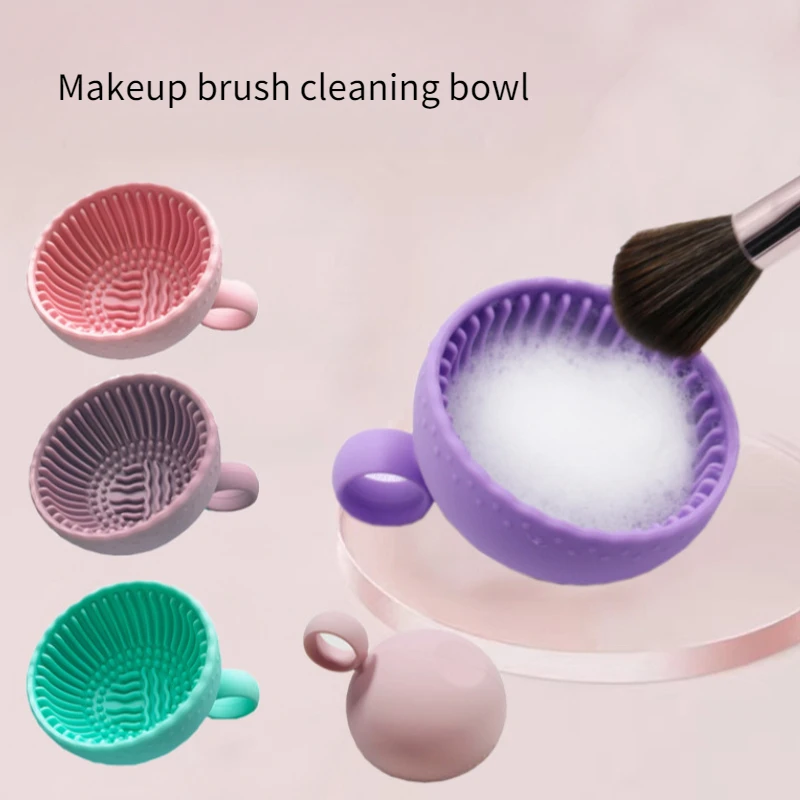 

1pc Silicone Makeup Brush Cleaning Bowl Efficient Reusable Portable Washing Cup for Makeup Brushes & Beauty Blender