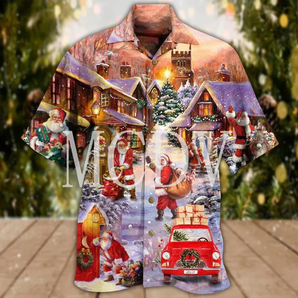 Christmas Tree Yellow Stunning Night 3D All Over Printed Hawaiian  Men For Women Casual Breathable Hawaiian Short Sleeve Shirt