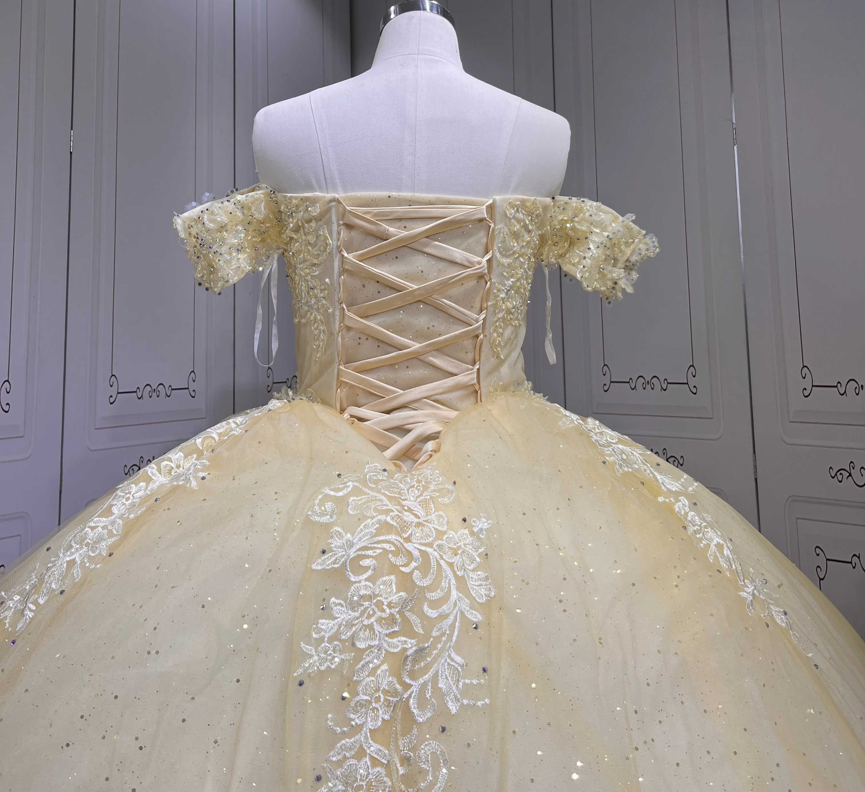 Personalizado 2024 lujo champán vestido De fiesta De princesa vestido para quinceañeras apliques fiesta De cumpleaños dulce 15 Vestidos De 15 Anos