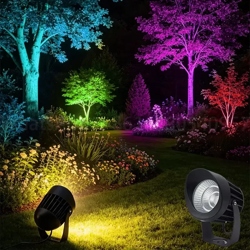 Solar Powered LED Garden Lights IP65 Waterproof RGB Color Changing for Outdoor Landscape and Tree Spot Lighting