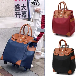 Bolso con ruedas de corta distancia para mujer, bolsa de gran capacidad, bolso de almacenamiento de viaje ligero, bolsa de equipaje de arrastre