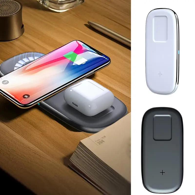 Fast Charging Pad For Phone Cell Phone 15W Wireless Charging StationFor Earbuds And Phone Portable Phone And Earphone Charging