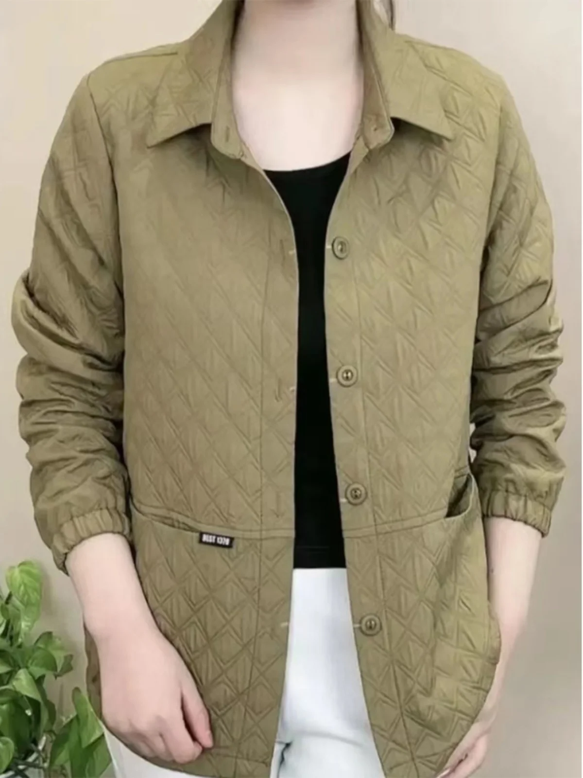 Spring Baseball Jacket Women's New 2026 Style Loose Fit Long Sleeve round Neck Button up Coat for Middle-Aged And Elderly Sho...