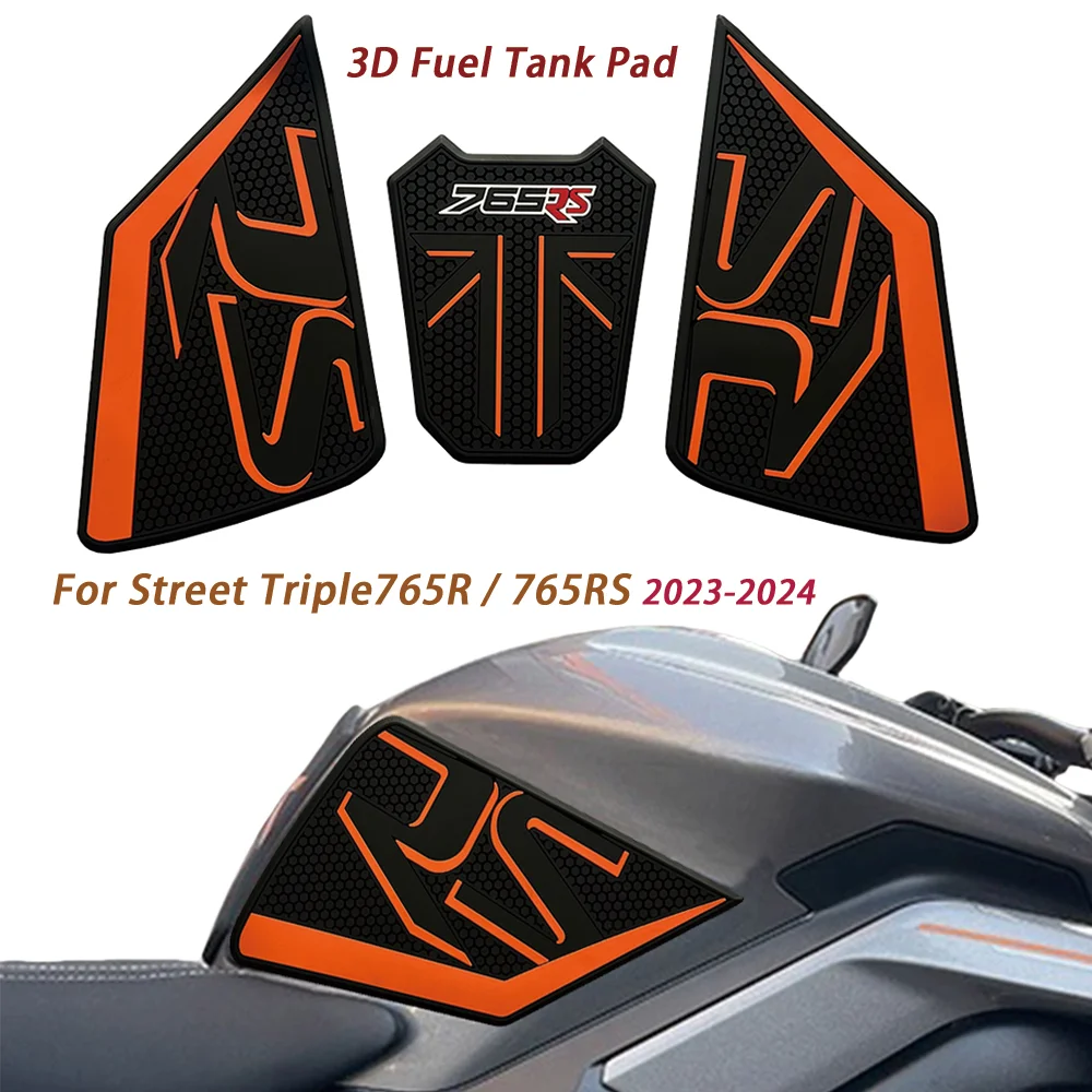 

For Street Triple765R / 765 RS 2023-2024 Motorcycle tank mat Fuel Tank Anti Skid Sticker Waterproof Sticker 3D Rubber