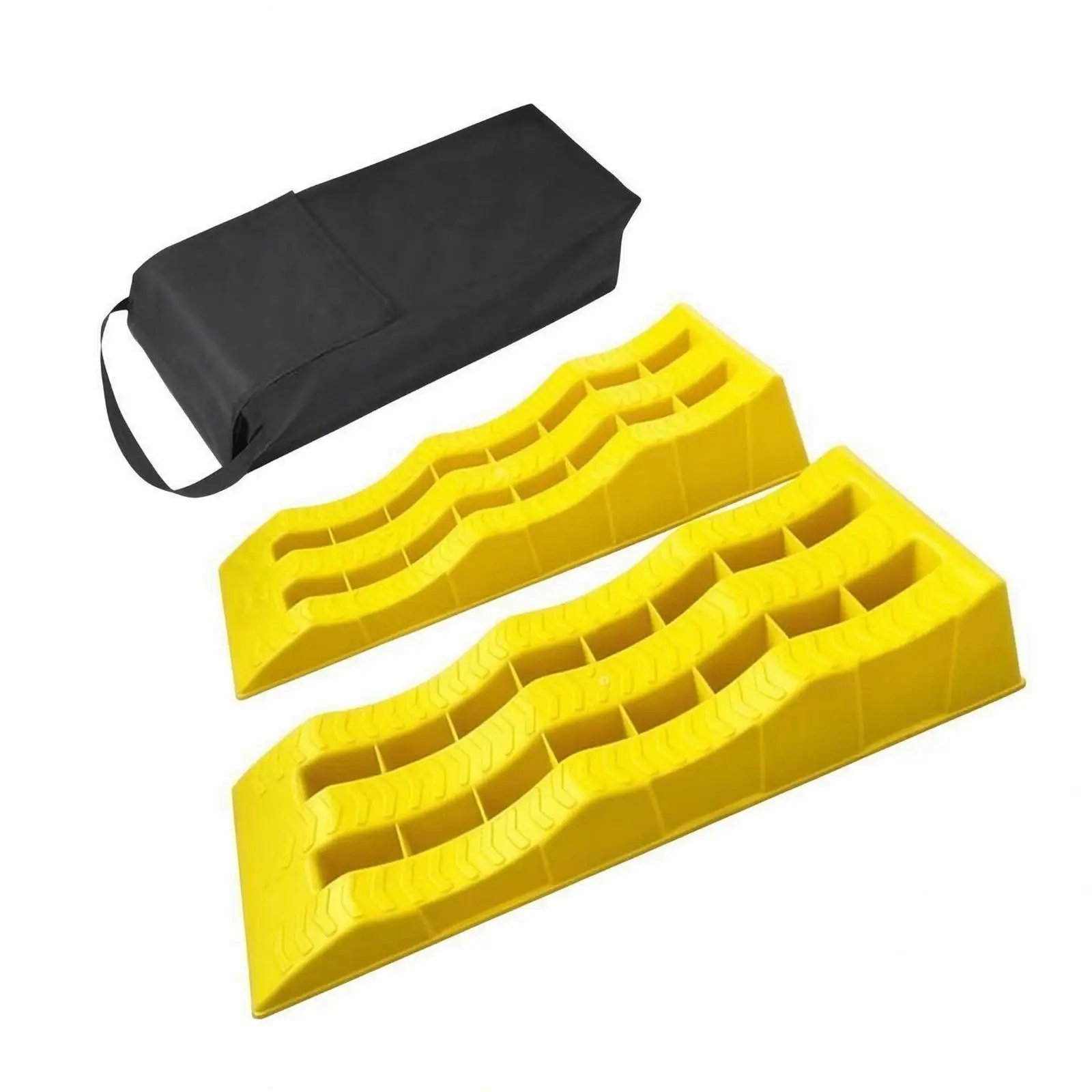 RV Tire Ramp Leveling Block HDPE Heavy Duty Sloped Design for Camper Stabilizing and Anti Slip Use