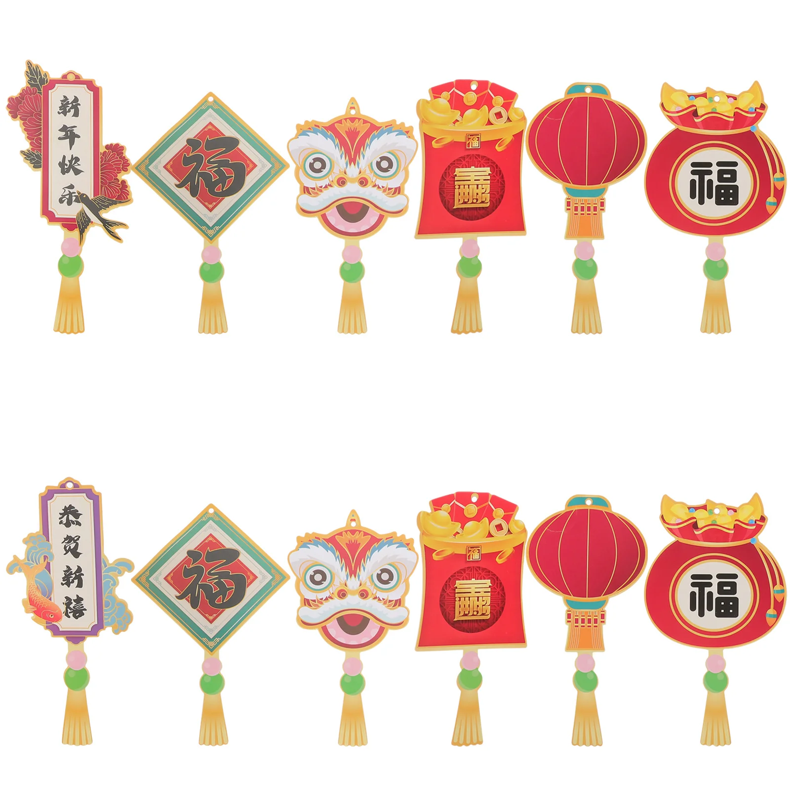 

12Pcs Chinese New Year Bonsai Pendant Spring Festival Hanging Decors Paper Ornaments Home Office Decor 2024 Dragon