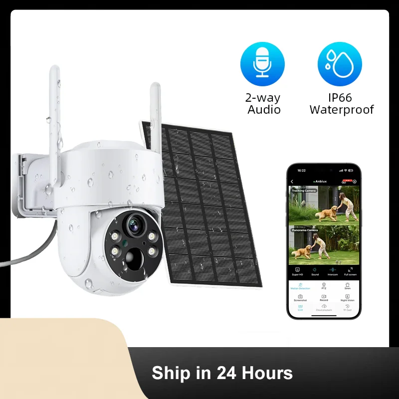 

Wi-Fi PTZ-камера, уличная беспроводная солнечная IP-камера, 4 МП HD, камера видеонаблюдения со встроенным аккумулятором, длительное время ожидания, приложение iCsee