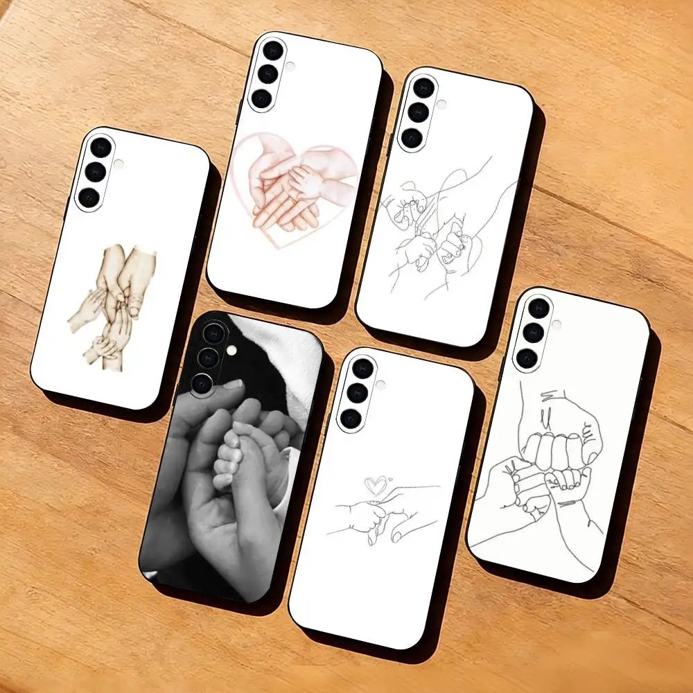 H-Hand Baby Mom daughter Son Dad Phone Case For Samsung Galaxy A73,A72,A71,A70,A53,A52,A51,Others Soft Black Cover