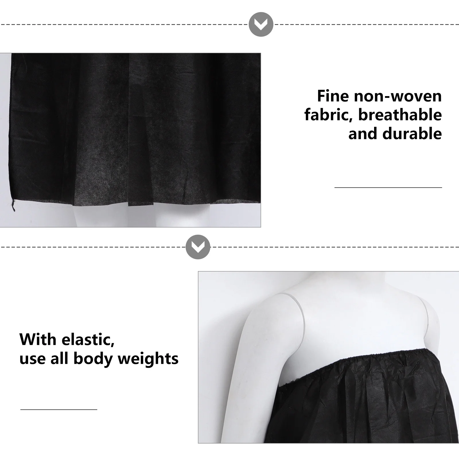 

10pcs Black Bath Skirts Beauty Wrap Disposable Spa Towels Women Shower Skirt Non-Woven Fabric Travel Size One Time Use