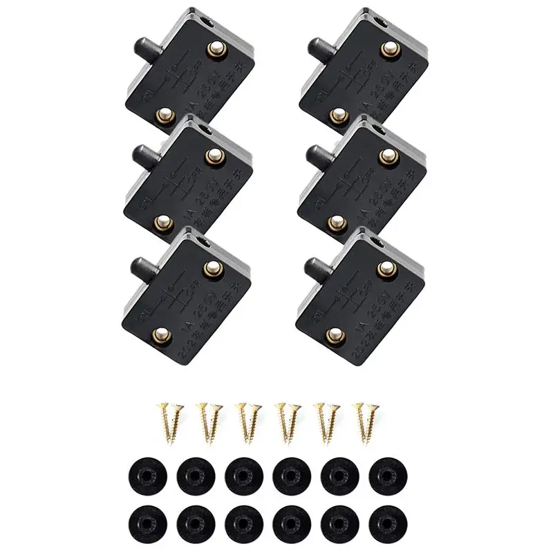 

YLS-24 шт. Светодиодные выключатели для дверей шкафов, нормально закрытые электрические выключатели для ламп в шкафах и кладовках, черные