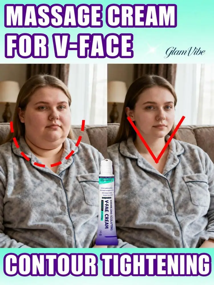 Unisex V-Visual Contour Facial Massage Cream, Rich Hydrating Face Skincare Cream, Nourish Skin, Improve Skin Elasticity, Firm Skin Look & Optimize Jawline Appearance for Daily Home Use