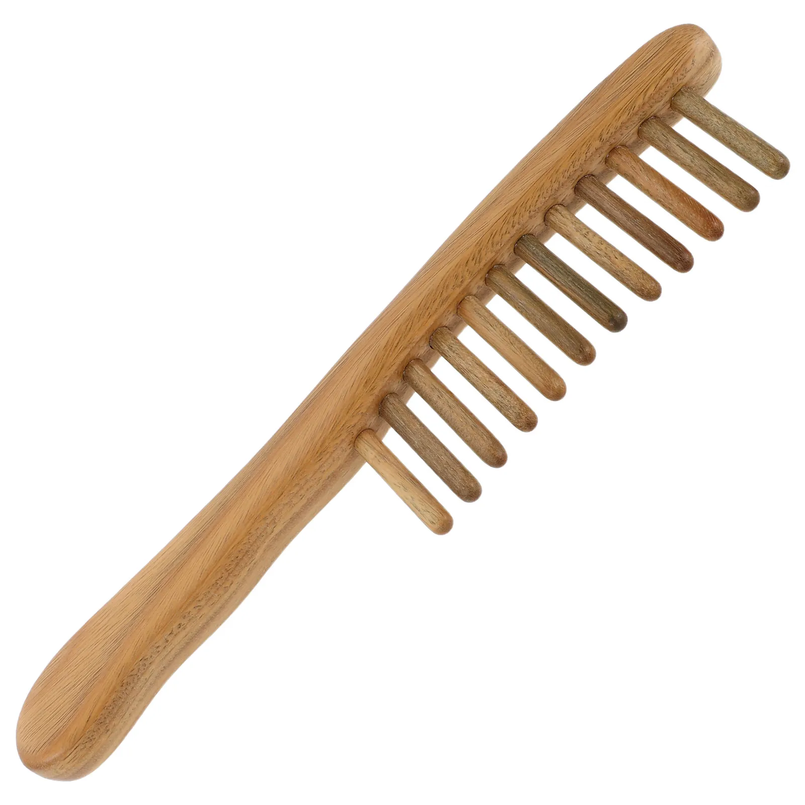 

Green Sandalwood Wide Tooth Wooden Hair Comb for Women Men Detangling Curly Thick Hair Scalp Massage Comfort Grip Natural Wood