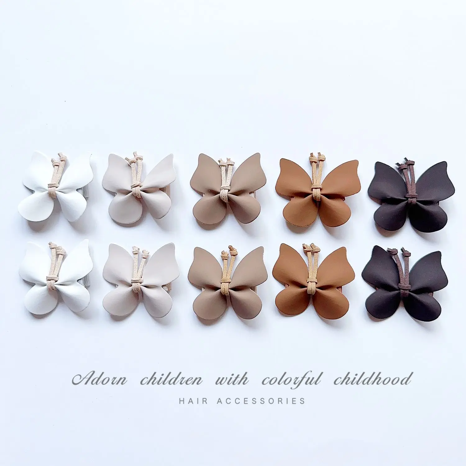 High-End Leather Butterfly Hiar Clip For Girls Sweet Princess Hairpins Handmade Kids Barrettes Child Hair Accessories