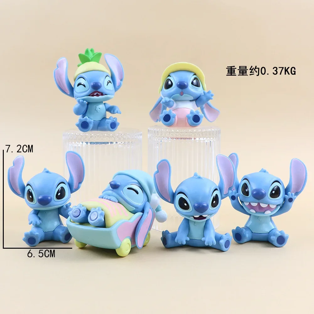 New Disney Stitch Anime Figure Casual Series Kawaii Stroller Doll Cartoon Cute Table Ornament Kids Toys Christmas Birthday Gifts