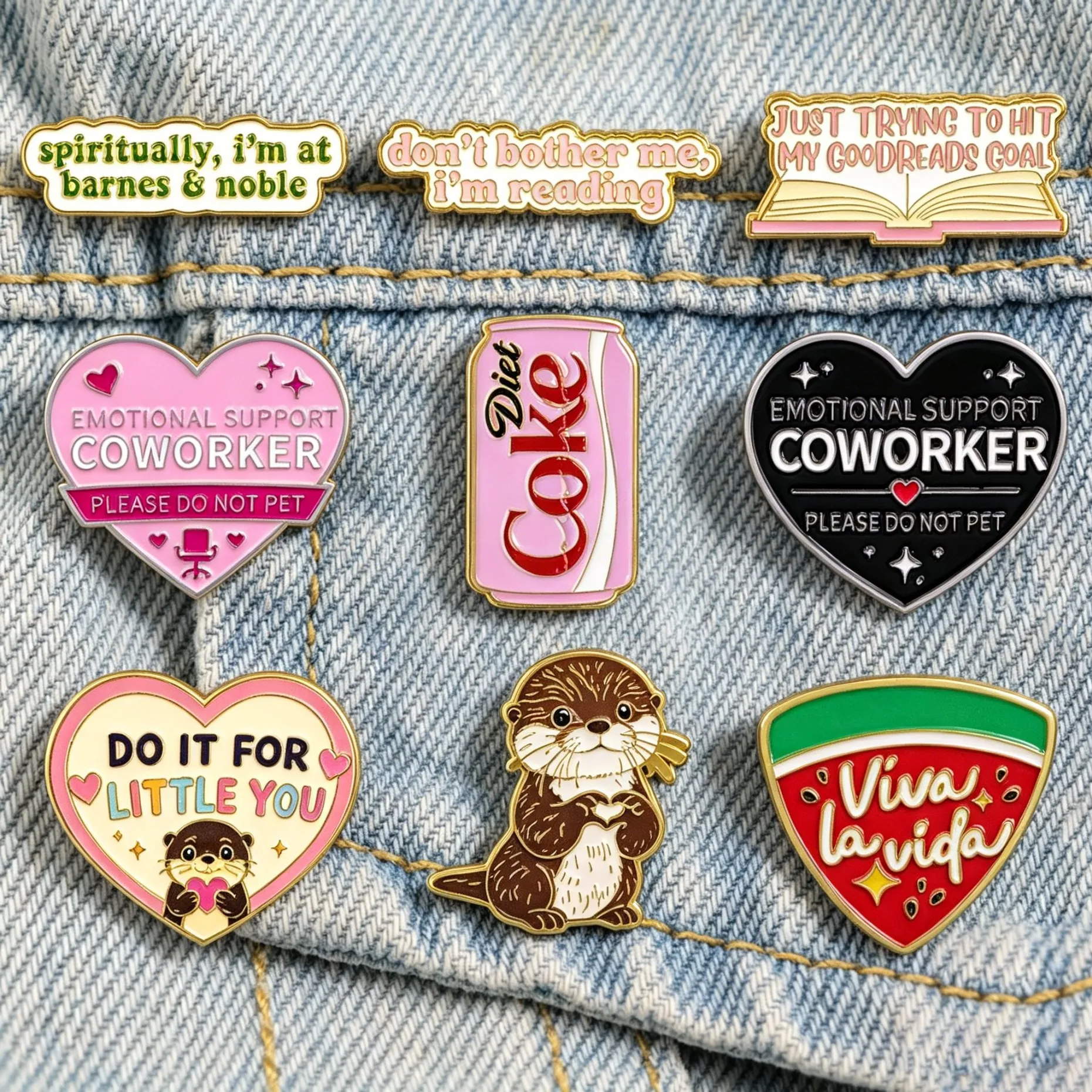 Office Quotes Enamel Pins Book Lover Coworker Otter Lapel Brooches Metal Badges Denim Backpack Decorative Pin Jewelry Gifts