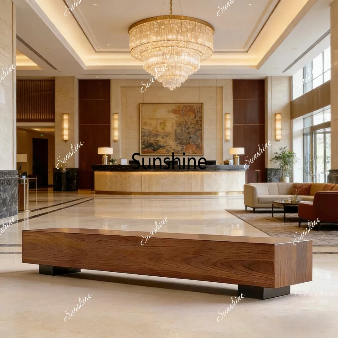 Wabi Sandy Wind Solid Wood Bench Restaurant Hotel Lobby Bench Change Shoe Bench