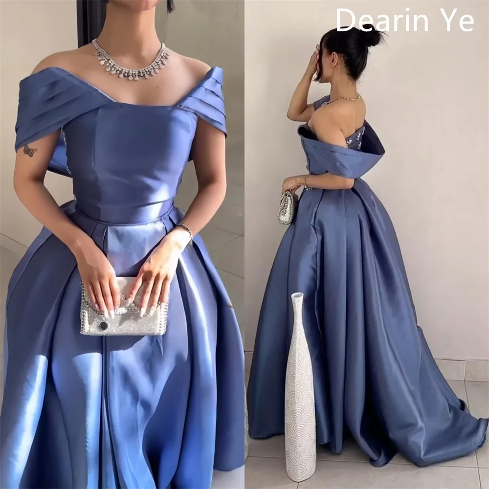 Customized Saudi Arabia Dearin Off-the-shoulder A-line Floor Length Skirts Draped Ruffle Layered Bespoke Occasion Dresses Prom D