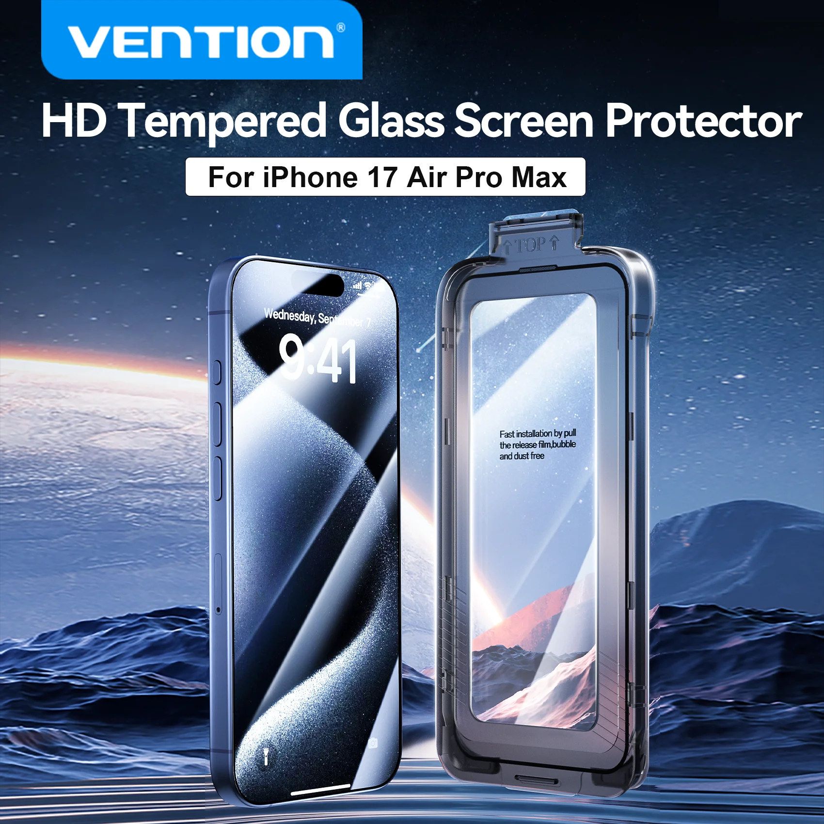 

Vention HD Tempered Glass for iPhone 17 Pro Max Air Screen Protector Protectors with Automatic Dust-Free Installation Tool Film