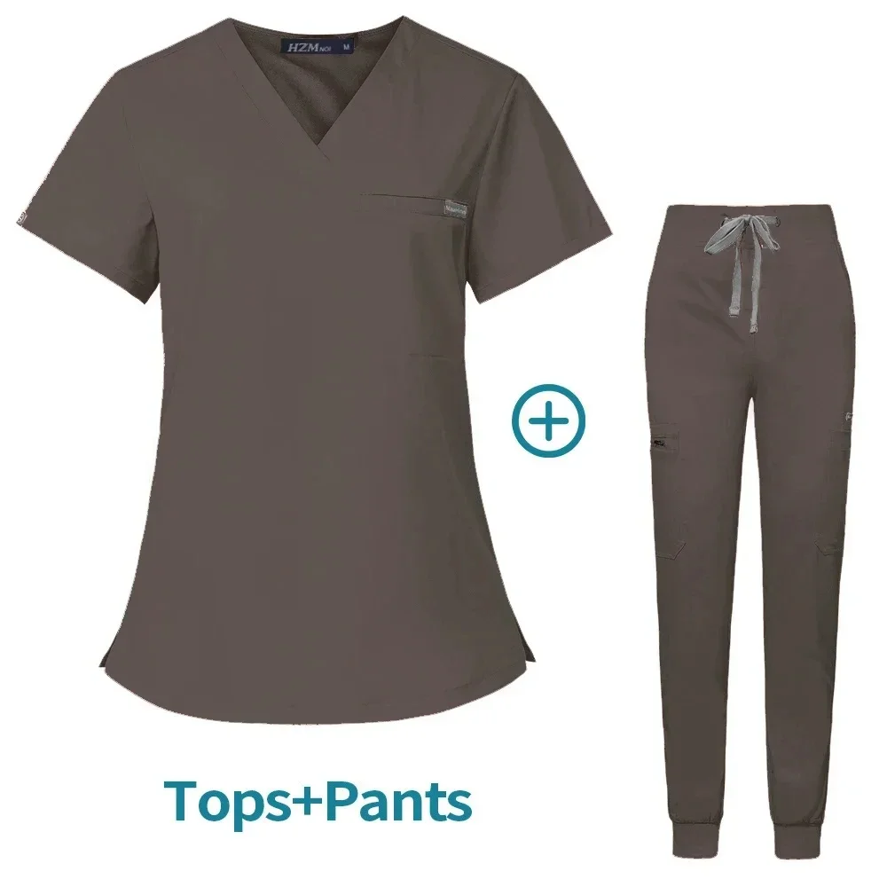 Top Selling InStock Unisex Hospital Shirt&Trouser 6 Pockets Stretchy Anti-wrinkle Factory Supply Medical Uniforms Women