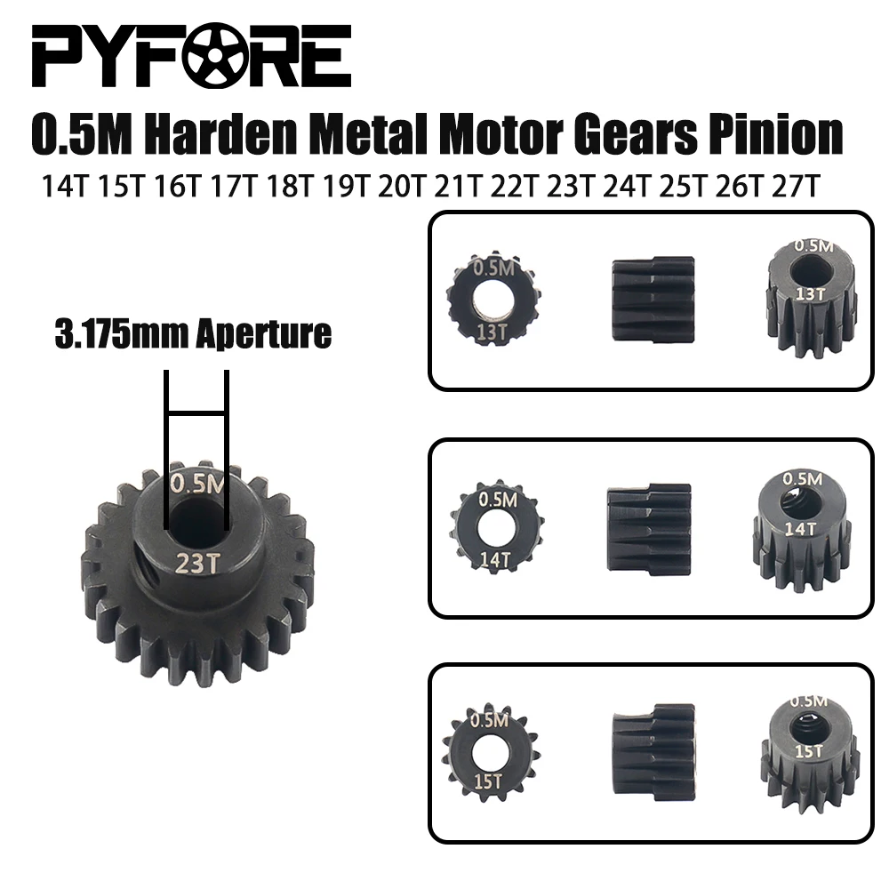 0.5 متر تروس المحرك المعدنية الصلبة 3.175 مللي متر فتحة 14T 15T 16T 17T 18T 19T 20T 21T 22T 23T 24T 25T 26T 27T RC قطع غيار السيارات #1