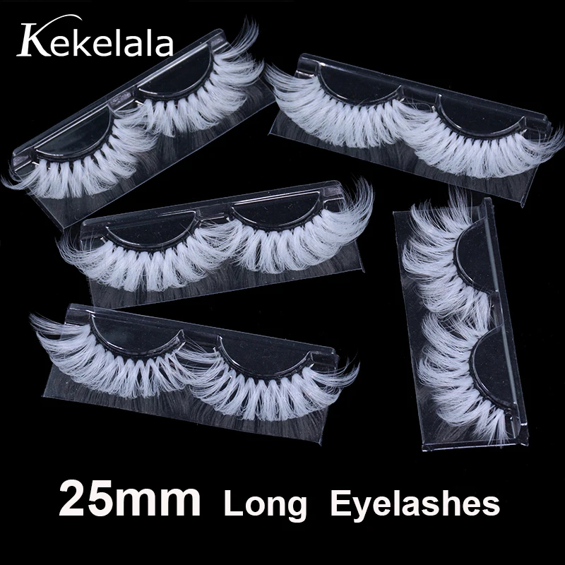 1 Pair Long White Eyelashes 3D Dramatic False Colored Cosplay Lashes  Fluffy Dense Fake Lashes  25mm Eyelash Extension Suppliers