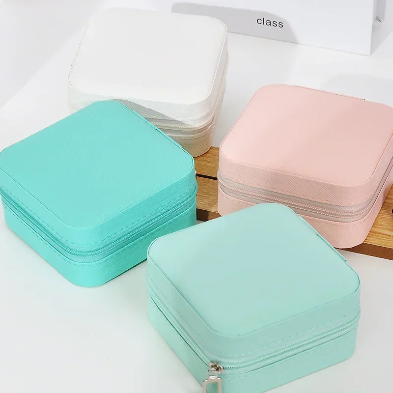 Portable Mini Jewelry Storage Box Travel Organizer Jewelry Case Leather Storage Earrings Necklace Ring Jewelry Organizer Display