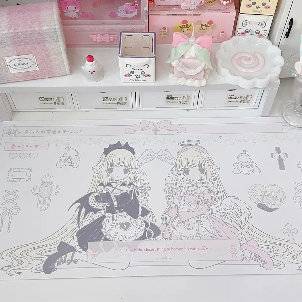 Sweet And Lovely Anime Girl Pu Leather Mousepad Office Desk Mat Mouse Pad Computer Speed Type Carpet Mat Player Laptop Keyboar