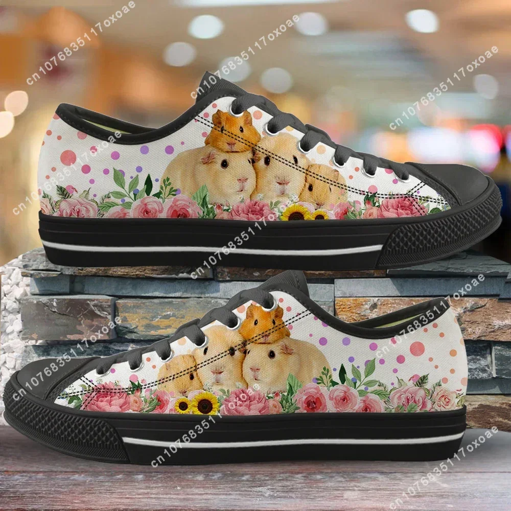3D Animal Guinea Pig Pattern Shoes Woman Sneakers Casual Ladies Shoes Low Top Lace Up Footwear Autumn Canvas Shoes