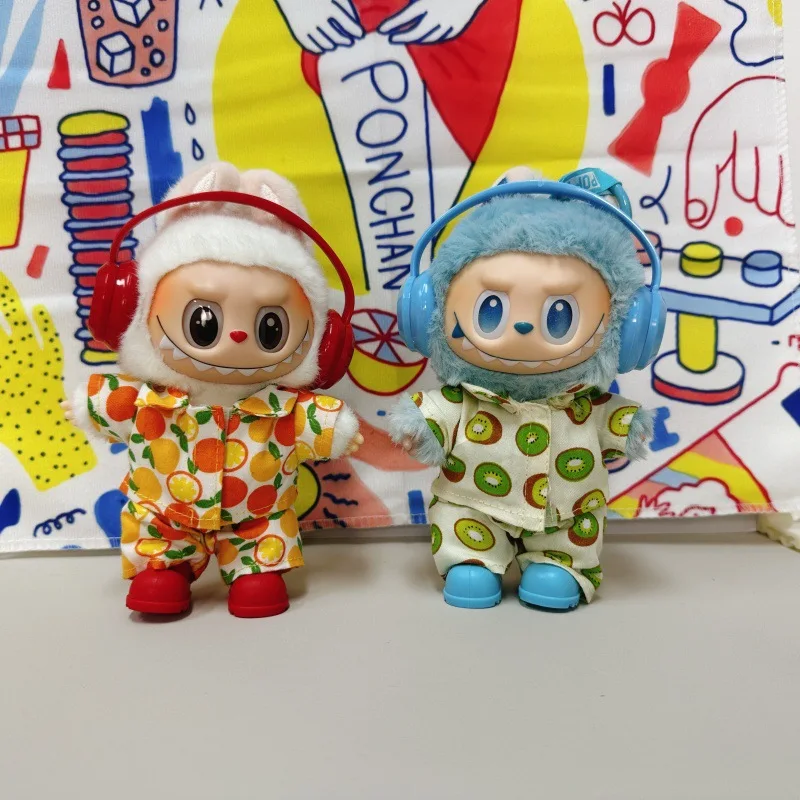 

Clothes For Labubu 15/17Cm Dolls Gen 1-3 Summer Shirt Fruit Top Headphones Shoes Clothing Accessories