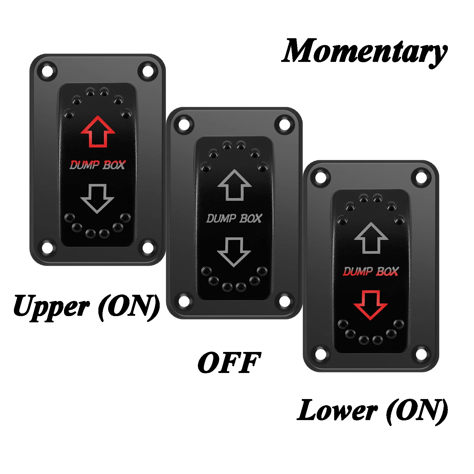 Momentary Rocker Switch DUMP BOX 12V/24V Led 7Pin (ON) OFF (ON) DPDT Zinc Alloy Panel for Car Boat Truck Excavator Waterproof