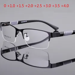 +1.0+1.5+2.0+2.5+3.0+3.5+4.0 Reading Glasses High Quality Half-frame Diopter Business Office Presbyopia Glasses for Men Women