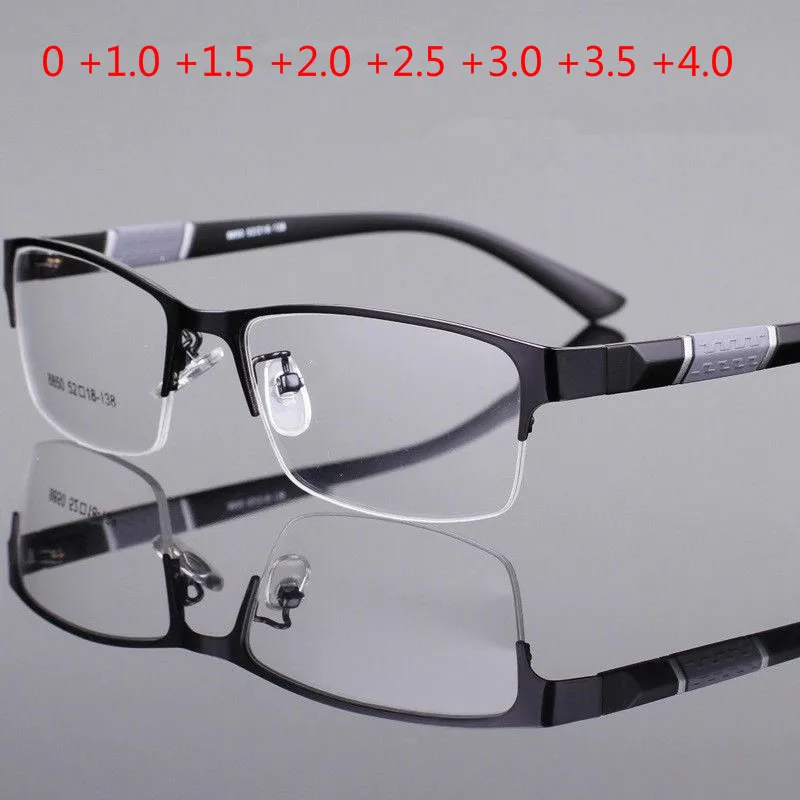 +1.0+1.5+2.0+2.5+3.0+3.5+4.0 Reading Glasses High Quality Half-frame Diopter Business Office Presbyopia Glasses for Men Women