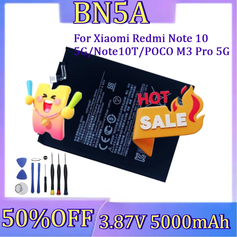 

For Xiaomi Redmi Note 10 5G/Note10T/POCO M3 Pro 5G Mobile Phone Battery New 5000mAh 3.87V BN5A High Quality Battery