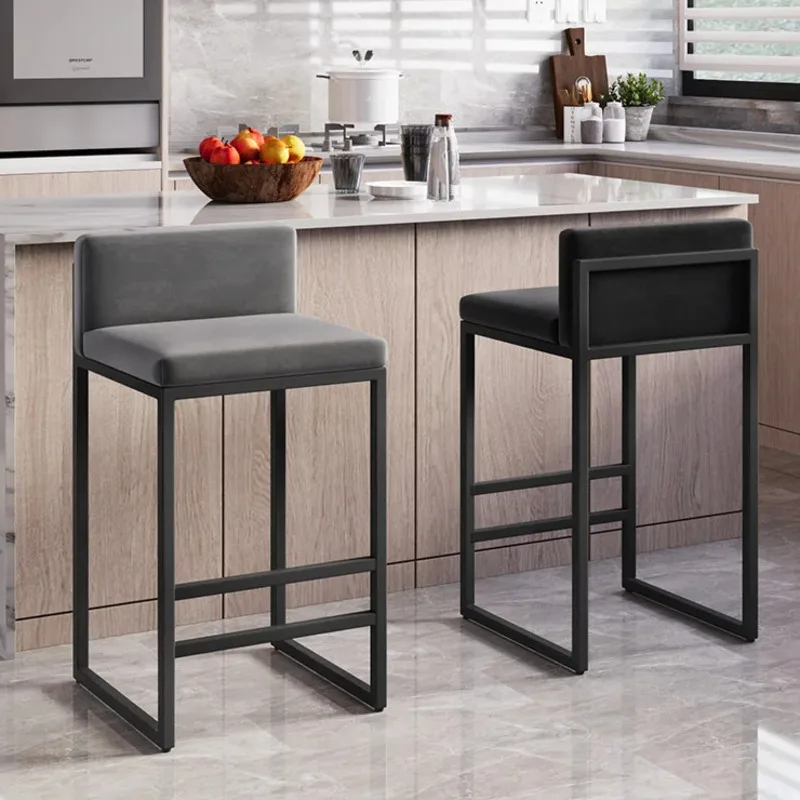 

Midcentury Counter Stools Kitchen Modern Reception Single Barber Bar Chair Live Room Soft Taburete Alto Indoor Furniture